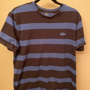 Lacoste black and blue striped mens t shirt